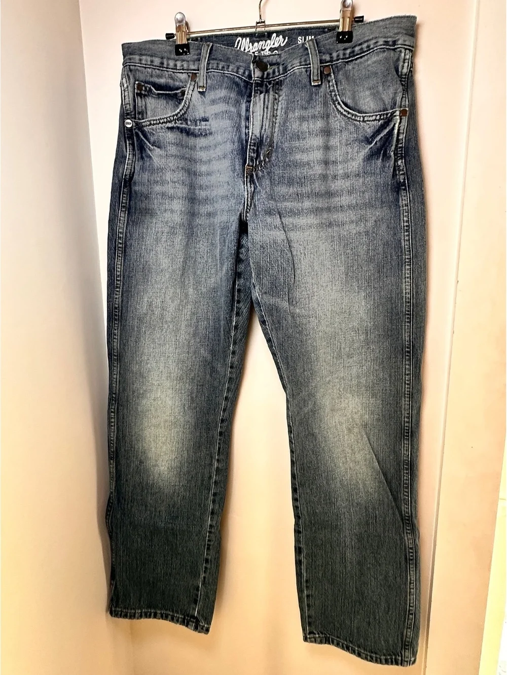 Wrangler Retro Men’s Slim Straight Jeans 34x32 88MWZDK 100% Cotton Western Denim
